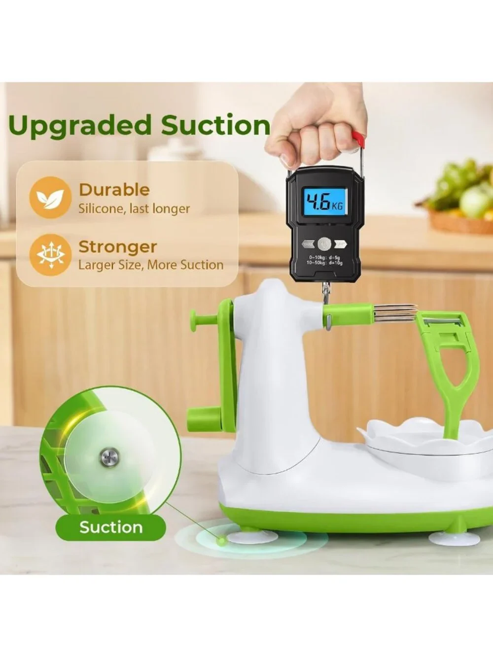 8-Wedge Apple Peeler & Slicer, Stainless Steel Blades, Strong Suction Base, 2